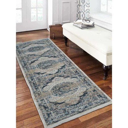 JENSENDISTRIBUTIONSERVICES 2 ft. 6 in. x 9 ft. 10 in. Machine Woven Crossweave Polyester Oriental Runner Rug, Multi Color MI1556839